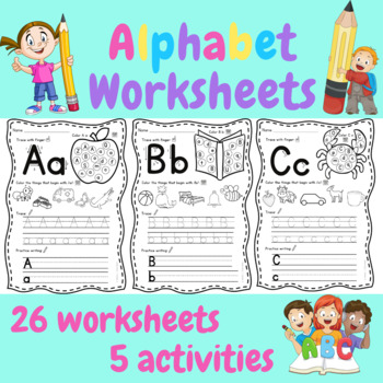 Preview of Alphabet practice worksheets (Kindergarten letter morning work) ESL