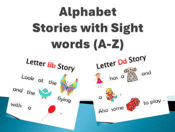 Preview of Interactive Alphabet picture and sight words stories (A-Z)