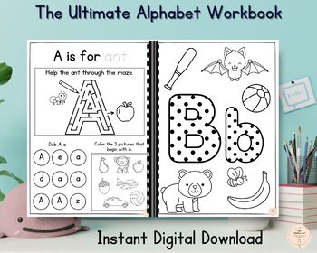 Preview of Alphabet toddler worksheets, ABC Workbook for toddlers and kindergarten children