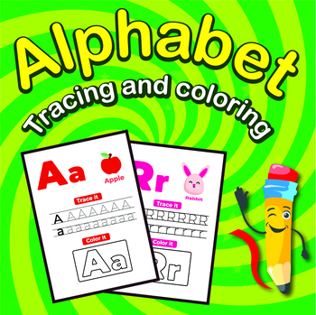 Preview of Alphabet tracing and coloring worksheets, Writing and Coloring