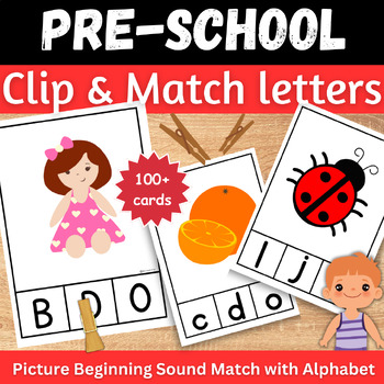Preview of Alphabet uppercase and lowercase Clip Cards Letter practice Preschool task card 