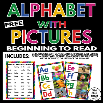 Preview of Alphabet with Pictures - Beginning to Read - Free