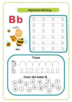 Alphabet writing worksheet. Uppercase & Lowercase letter tracing ...