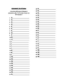Alphabetic List of United States Worksheet