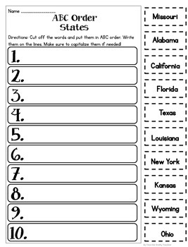 abc order center worksheet by tess the krafty teacher tpt