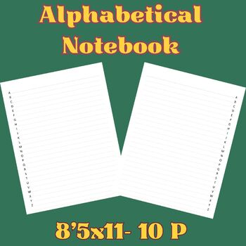 Preview of Alphabetical Notebook Large 8'5x11 Organizer Paper 10 Printable PDF A4 Pages