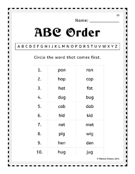 alphabetical order worksheets by patricia watson tpt