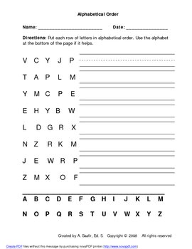 Alphabetical Order ABC Order 25 pages by momtchr | TpT