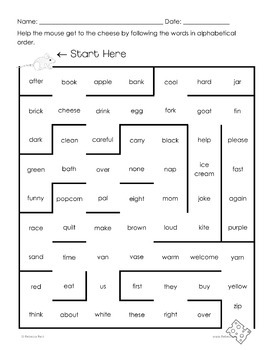 Alphabetical Order Mazes and Task Cards for Second Grade Review by Rebecca Reid