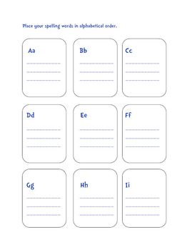 alphabetical order writing spelling words