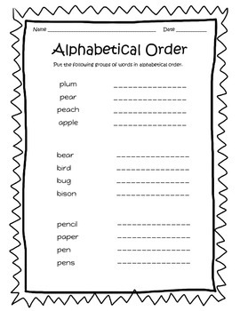 Alphabetical Order - Worksheets by A Love 4 Teaching | TPT