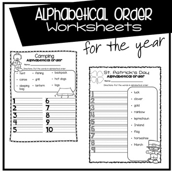 alphabetical order worksheets for the year by beckys room tpt