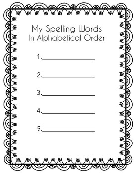words spelled alphabetically