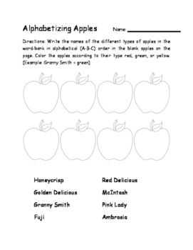 Preview of Alphabetizing Apples