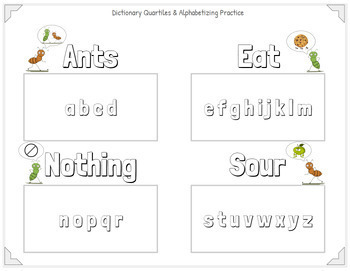 Preview of Alphabetizing Dictionary Skills Practice Using Alphabet Quartiles