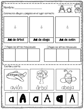 Alphabeto-Lee, colorea, corta, pega, y identifica letra mayusculas y ...