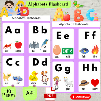 Alphabets Flashcard , Format A4 by Kids Creators Academy | TPT