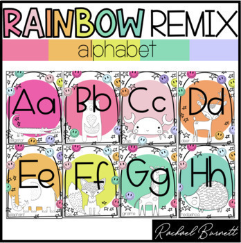 Preview of Alphabets // Rainbow Remix Bundle 90's retro decor