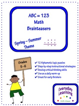 Preview of Alphametic Math Logic Puzzles - Summer Theme Brainteaser