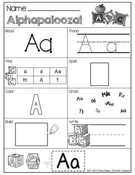 alphapalooza abc work alphabet work by the kinder cupboard tpt