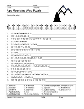 Alps Mountains Word Search And Vocabulary Puzzle Worksheets By Lesson   Original 6538165 1 