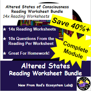 Preview of Altered States of Consciousness Module Reading Worksheet Bundle **Editable**