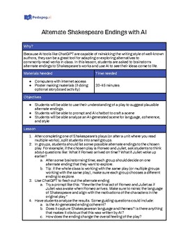 Preview of Alternate Shakespeare Endings with AI | AI Integration Lesson Plan