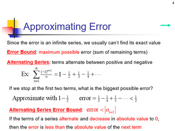 Preview of Alternating Series Error Bound
