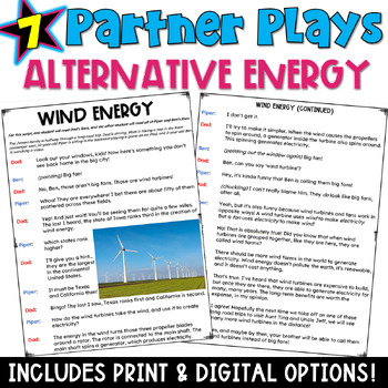 Preview of Alternative Energy: 7 Partner Play Scripts with a Comprehension Check Worksheet