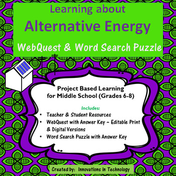 Preview of Alternative Energy WebQuest & Word Search Puzzle