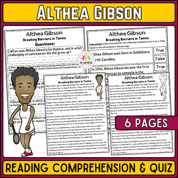 Preview of Althea Gibson Nonfiction Reading & True/False Quiz Womens & Black History Month