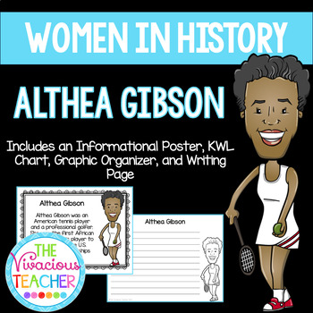 Preview of Althea Gibson ~ Women in History (Poster, KWL Chart, Graphic Organizer, Prompt)