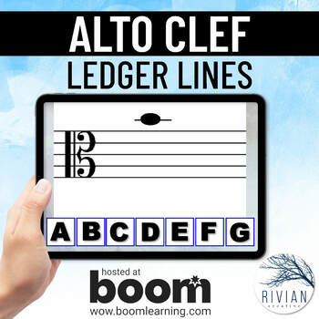 Preview of Alto Clef Ledger Line Pitch Identification Music Theory Boom Cards