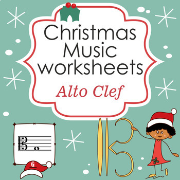 Preview of Alto Clef Note Name Worksheets for Christmas