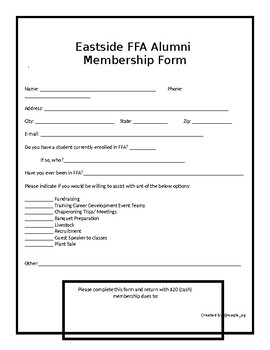 Preview of Alumni Membership Form