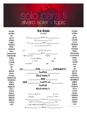 Alvaro Soler - 'Solo Para Ti' Spanish Cloze Song Sheet **W