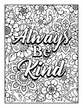 Preview of Always Be Kind Coloring Pages Printable Inspirational | Mental Health Awareness