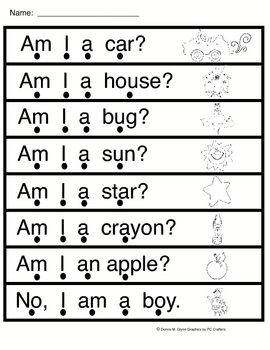 Am I (worksheet to go along with sight word reader) | TpT