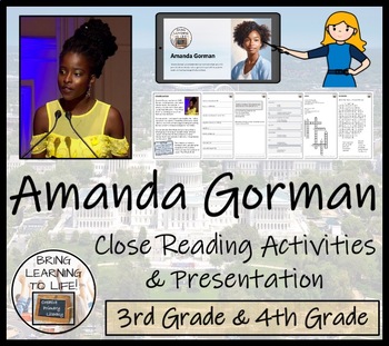 Preview of Amanda Gorman Close Reading Comprehension Activity | 3rd Grade & 4th Grade