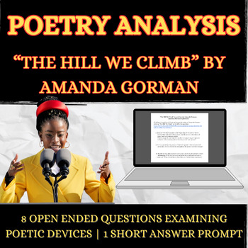 Preview of Amanda Gorman "The Hill We Climb" Inaugural Poem Analysis | Google Doc | Digital