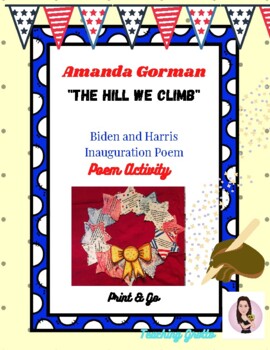 Preview of Amanda Gorman Art. The Hill We Climb. Quotation Wreath Activity.