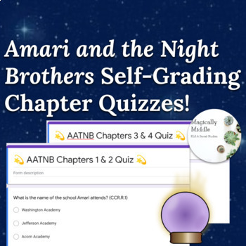 Preview of Amari and the Night Brothers (B.B. Alston) Self-Grading Quizzes (No Prep!)