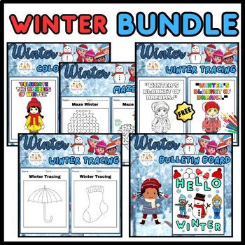 Preview of Activities worksheets BUNDLE| Coloring |Maze|Bulletin Board| Winter Season