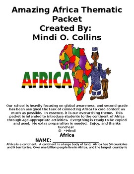Preview of Amazing Africa Thematic Packet for Second Grade