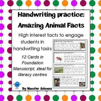 Preview of Amazing Animal Facts - Fun handwriting practice - Foundation Manuscript