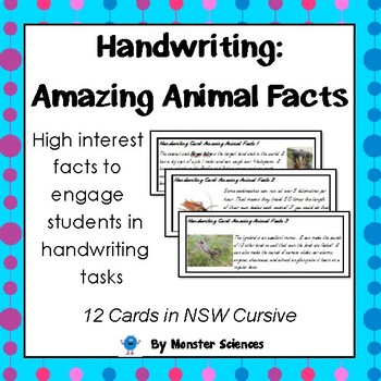 Preview of Amazing Animal Facts - Fun handwriting practice - NSW Cursive
