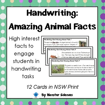 Preview of Amazing Animal Facts - Fun handwriting practice - NSW Print