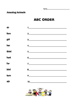 Preview of Amazing Animals - Journeys 1st Grade- ABC Order