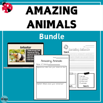 Preview of Amazing Animals Bundle- Fact Slides, Handwriting, and Graphic Organizer