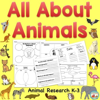 Preview of All About Animals Bundle, Animal Research, Kindergarten, First, Second